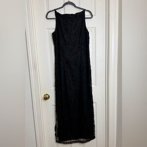 Alyn Paige Black embroidered mesh Maxi Dress size 7/8